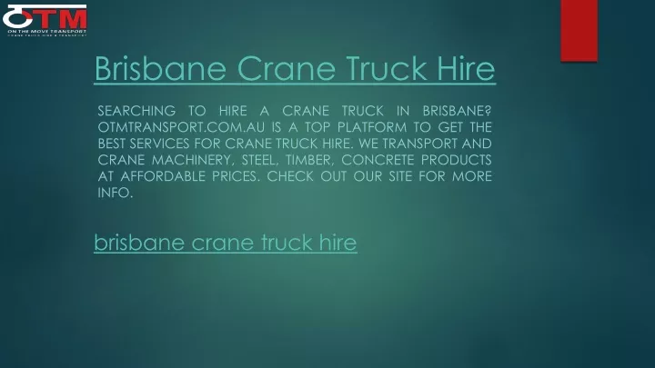 brisbane crane truck hire