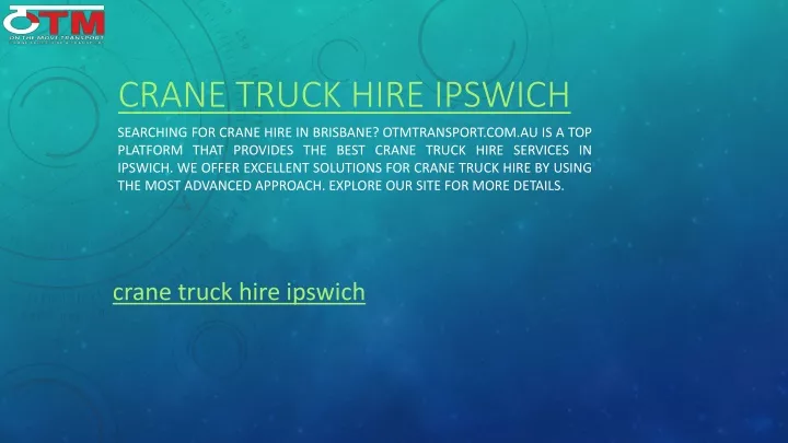 crane truck hire ipswich