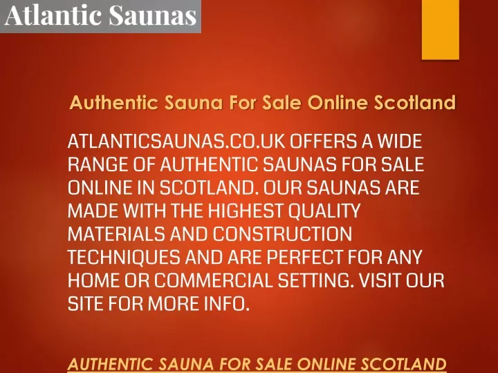 authentic sauna for sale online scotland