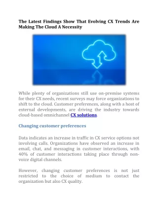 Evolving CX Trends Force Cloud Migration - Blackchair