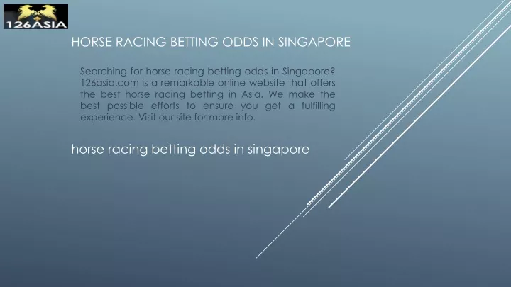 horse racing betting odds in singapore