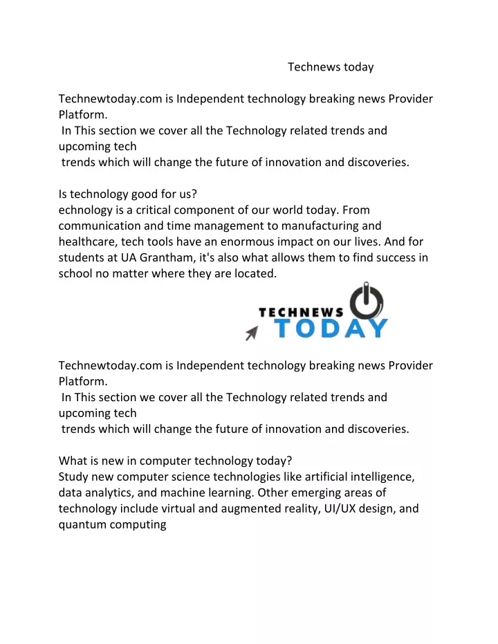 technews today technewtoday com is independent