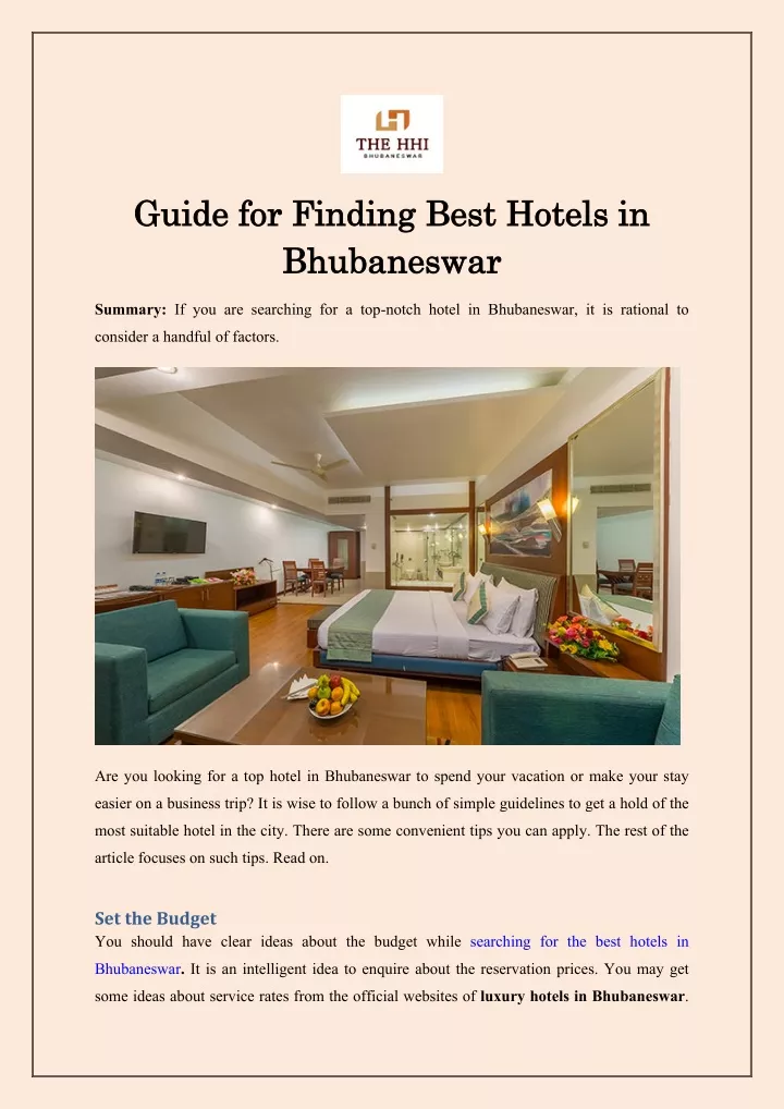 guide for finding best hotels in bhubaneswar