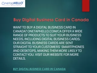 Buy Digital Business Card in Canada  Onetaphello.com ca