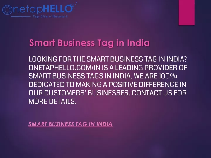 smart business tag in india