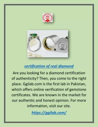 Certification Of Real Diamond | GGI