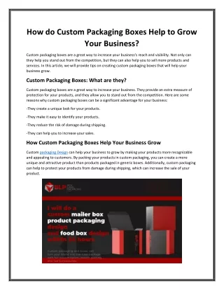 How do Custom Packaging Boxes Help to Grow Your Business