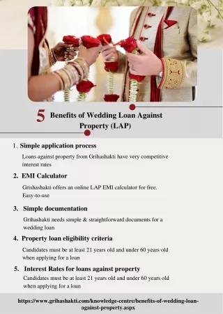 5 Benefits of Wedding Loan Against Property (LAP)