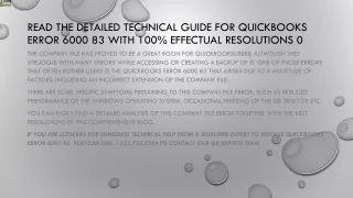 read the detailed technical guide for quickbooks error 6000 83 with 100 effectual resolutions 0
