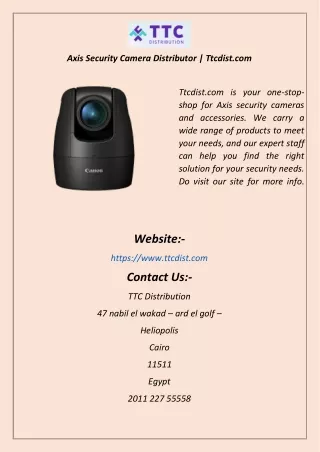 Axis Security Camera Distributor  Ttcdist