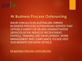 Hr Business Process Outsourcing  Wahr.com.au