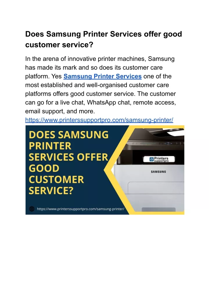 does samsung printer services offer good customer
