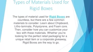 Types of Materials Used for Rigid Boxes