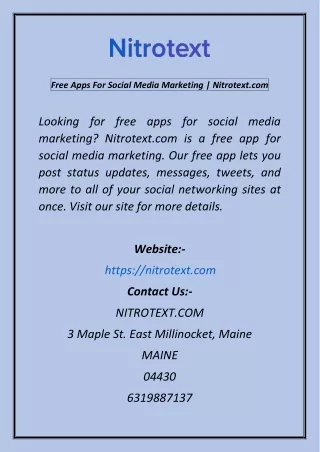 Free Apps For Social Media Marketing  Nitrotext