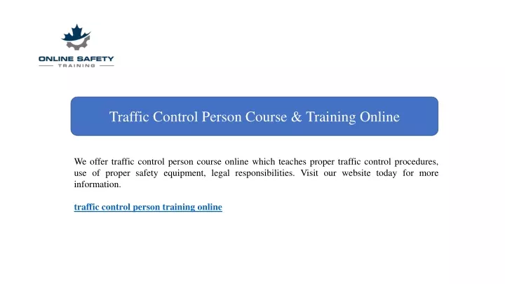 traffic control person course training online