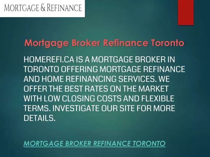 mortgage broker refinance toronto