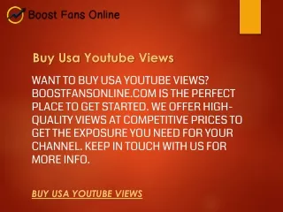 Buy Usa Youtube Views  Boostfansonline.com