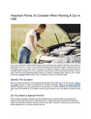 important points to consider when renting
