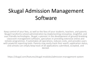 Skugal Admission Management Software