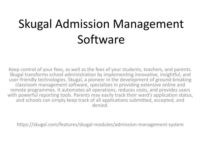 skugal admission management software