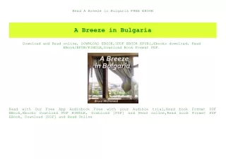 Read A Breeze in Bulgaria FREE EBOOK