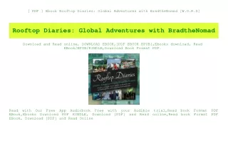 [ PDF ] Ebook Rooftop Diaries Global Adventures with BradtheNomad [W.O.R.D]