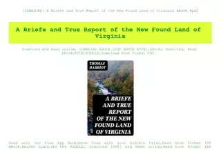 {DOWNLOAD} A Briefe and True Report of the New Found Land of Virginia EBOOK #pdf