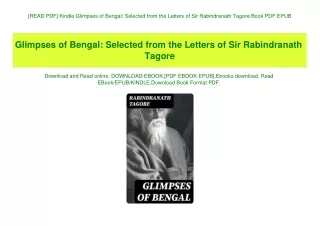 [READ PDF] Kindle Glimpses of Bengal Selected from the Letters of Sir Rabindranath Tagore Book PDF EPUB
