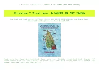 ^DOWNLOAD-PDF) Universe I Trust You A MONTH IN SRI LANKA [PDF EPUB KINDLE]