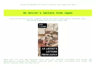 Download EBOoK@ An Artist's Letters from Japan PDF eBook