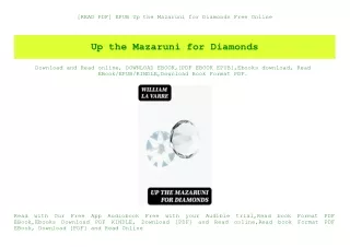 [READ PDF] EPUB Up the Mazaruni for Diamonds Free Online