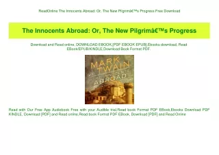 ReadOnline The Innocents Abroad Or  The New PilgrimÃ¢Â€Â™s Progress Free Download