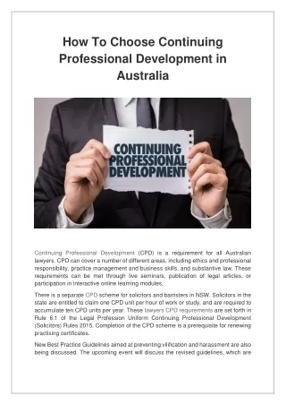 How To Choose Continuing Professional Development in Australia