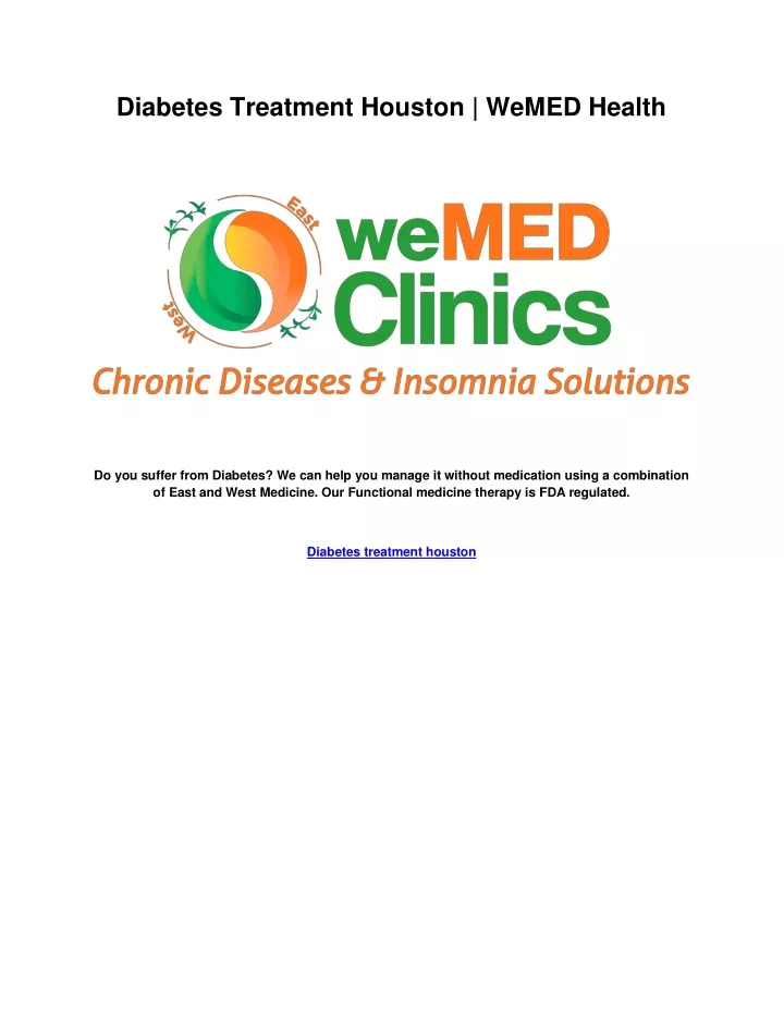 diabetes treatment houston wemed health