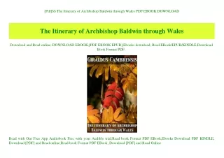 [Pdf]$$ The Itinerary of Archbishop Baldwin through Wales PDF EBOOK DOWNLOAD