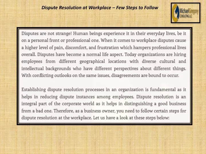 dispute resolution at workplace few steps