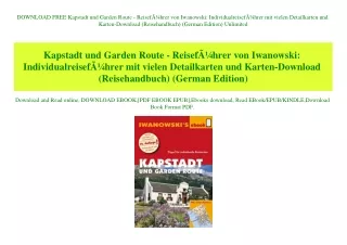 DOWNLOAD FREE Kapstadt und Garden Route - ReisefÃƒÂ¼hrer von Iwanowski IndividualreisefÃƒÂ¼hrer mit vielen Detailkarten