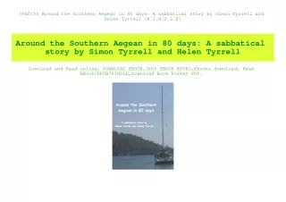 [Pdf]$$ Around the Southern Aegean in 80 days A sabbatical story by Simon Tyrrell and Helen Tyrrell [K.I.N.D.L.E]