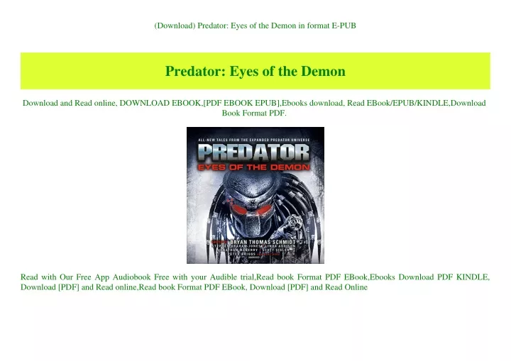 download predator eyes of the demon in format