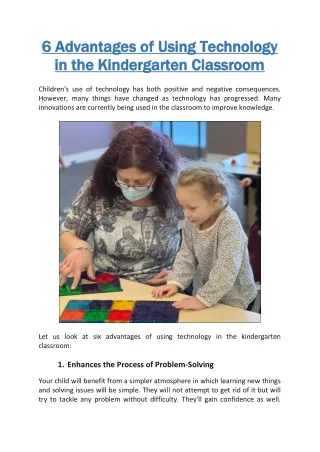 6 Advantages of Using Technology in the Kindergarten Classroom