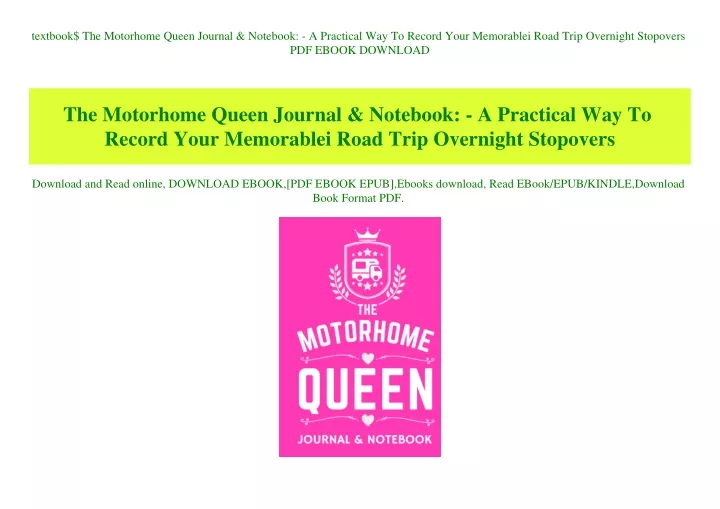 textbook the motorhome queen journal notebook