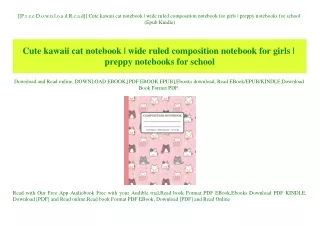 [[F.r.e.e D.o.w.n.l.o.a.d R.e.a.d]] Cute kawaii cat notebook  wide ruled composition notebook for girls  preppy notebook