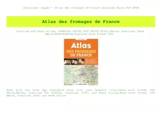 [Download] [epub]^^ Atlas des fromages de France download ebook PDF EPUB