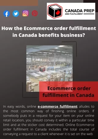How the Ecommerce order fulfillment in Canada benefits business?