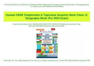 [F.R.E.E] [D.O.W.N.L.O.A.D] [R.E.A.D] Oswaal CBSE Chapterwise & Topicwise Question Bank Class 12 Geography Book (For 202