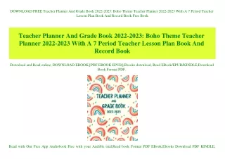 DOWNLOAD FREE Teacher Planner And Grade Book 2022-2023 Boho Theme Teacher Planner 2022-2023 With A 7 Period Teacher Less