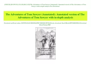 [F.R.E.E] [D.O.W.N.L.O.A.D] [R.E.A.D] The Adventures of Tom Sawyer (Annotated) Annotated version of The Adventures of To