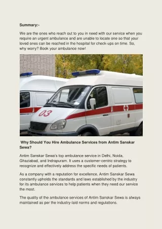 Do You Need Dead Body Ambulance Service In Noida