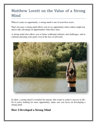 Matthew Lovett on the Value of a Strong Mind