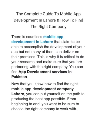 the complete guide to mobile app development